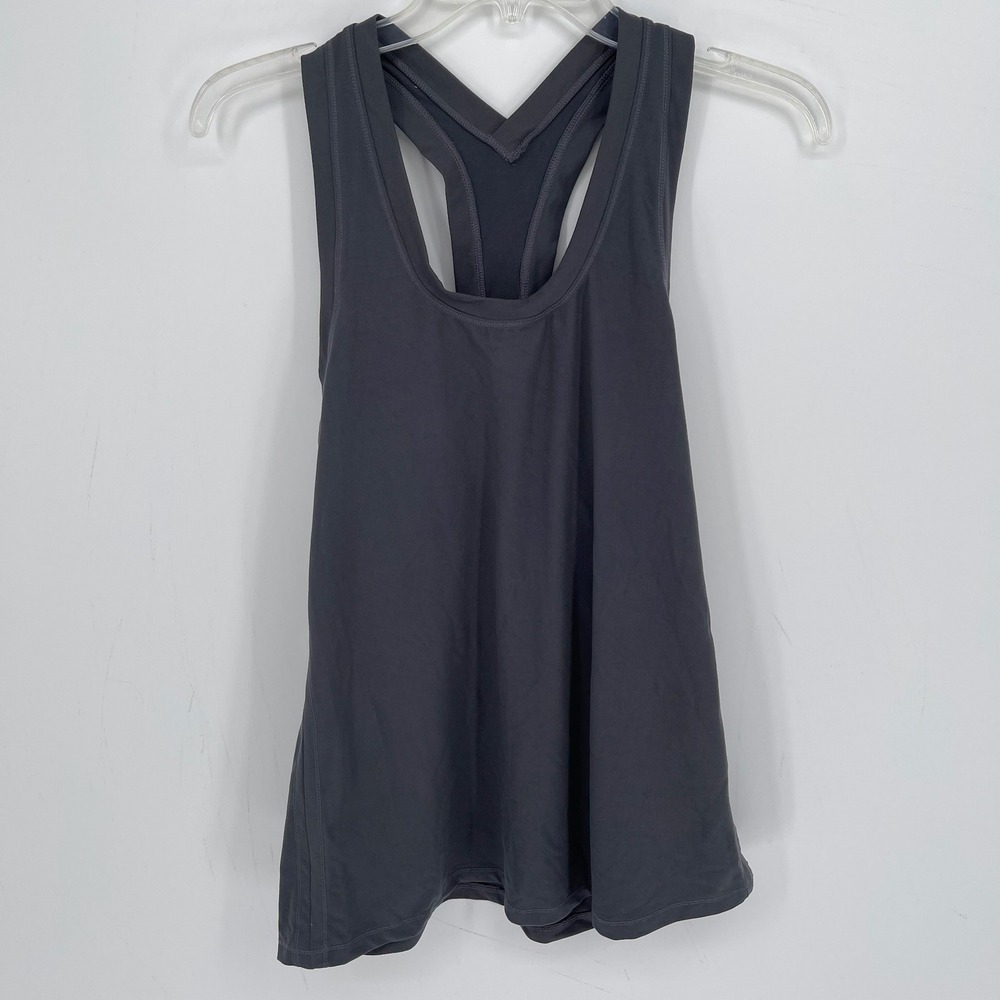 Rae Mode Women's Gray Microfiber Stretch Racerback Yoga Active Tank Top Size L